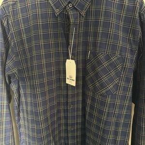 Ben Sherman Navy and Green Plaid Casual Shirt